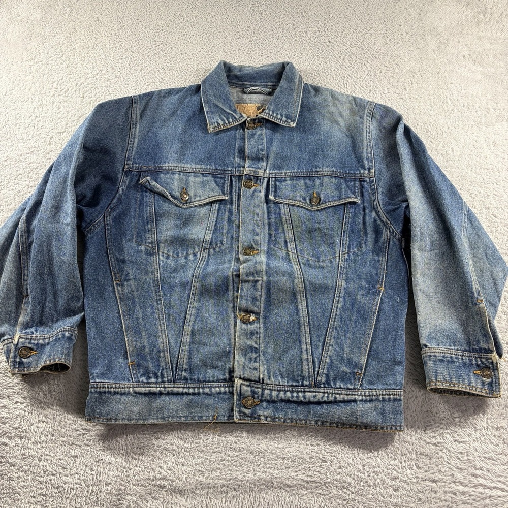 East West Vintage Denim Trucker Jean‎ Jacket Mens Small Blue Faded